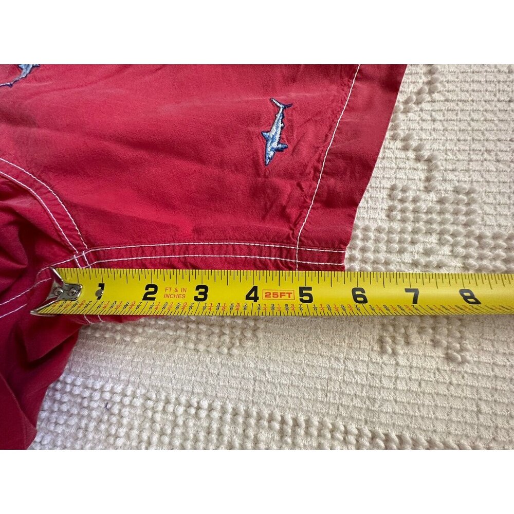 Vintage Polo Ralph Lauren Mens Swim Trunks Sz L 90s Y2K Board Short Red Sharks - Picture 15 of 15